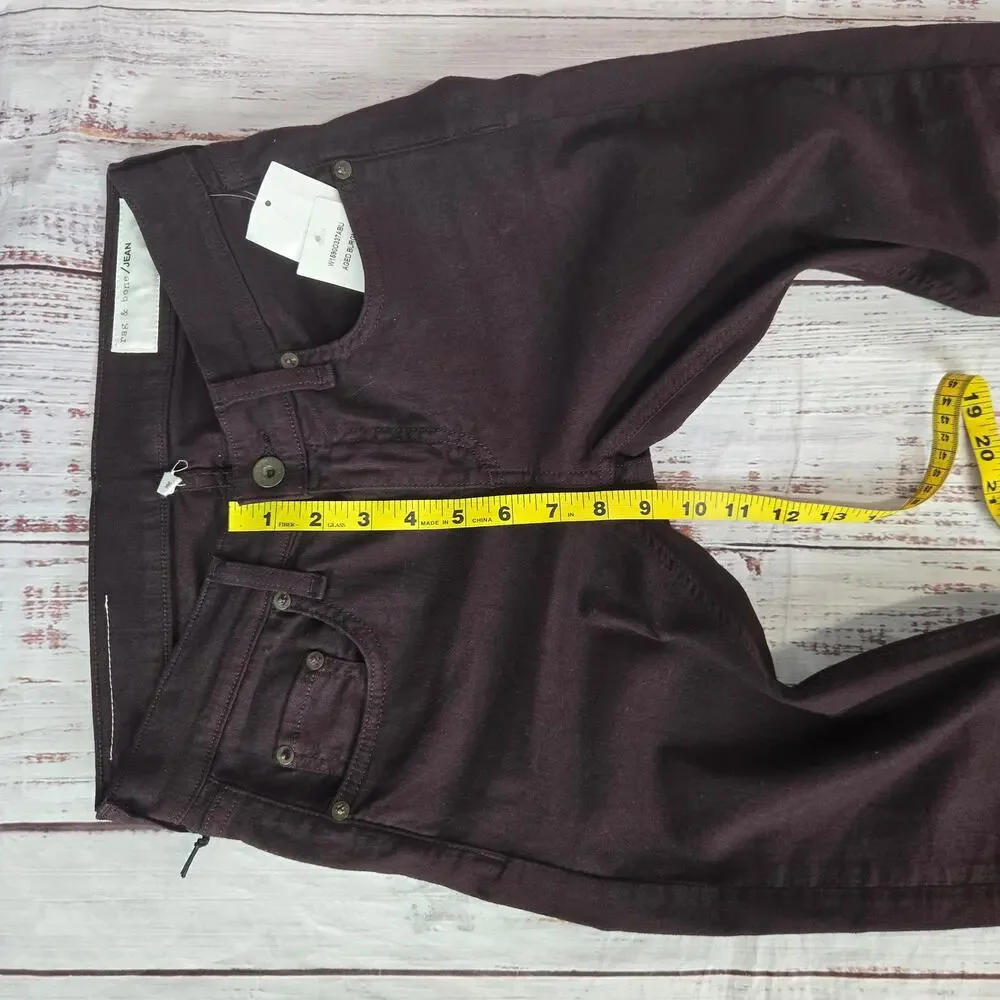Rag & Bone Womens Jeans Dre Aged Burgundy Sz 24 Mid Rise Stretch Minimalist NWT
